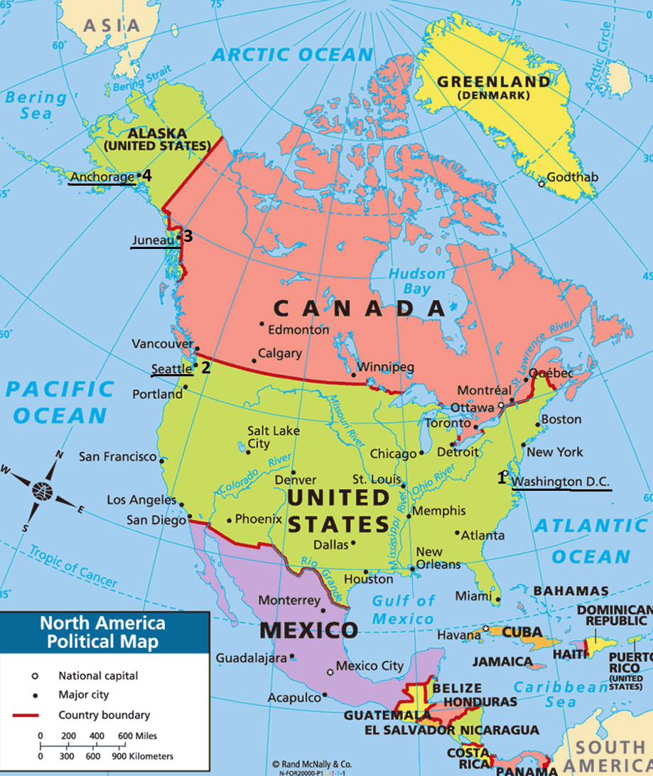 Название государства и название столицы северной америки. Канада на карте Северной Америки. Политическая карта Северной Америки на английском. Карта Северной Америки со странами на английском. Границы Канады на карте Северной Америки.